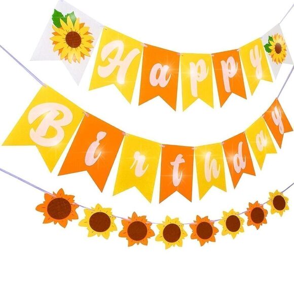 NWT Sunflower Theme Party Decoration,Sunflower Happy Birthday - Picture 2 of 7
